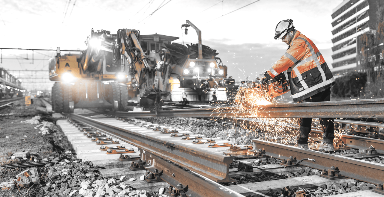 Werken in spoorbouw.